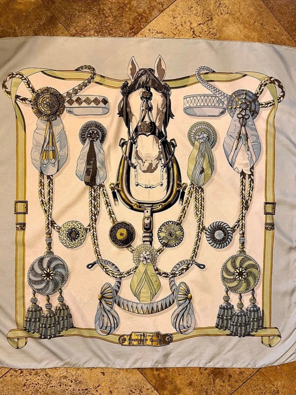 Hermès Frontaux et Cocardes Equestrian Silk Scarf
